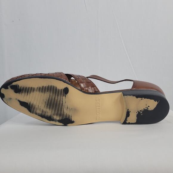 Vintage Trotters Woven Leather Fisherman Sandals women's sz 10.5 brown 80s - Picture 9 of 15